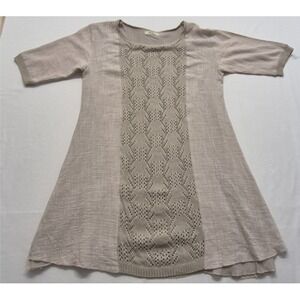 Selfie Couture women's knit tunic sweater dress crochet geometric cream XS/S